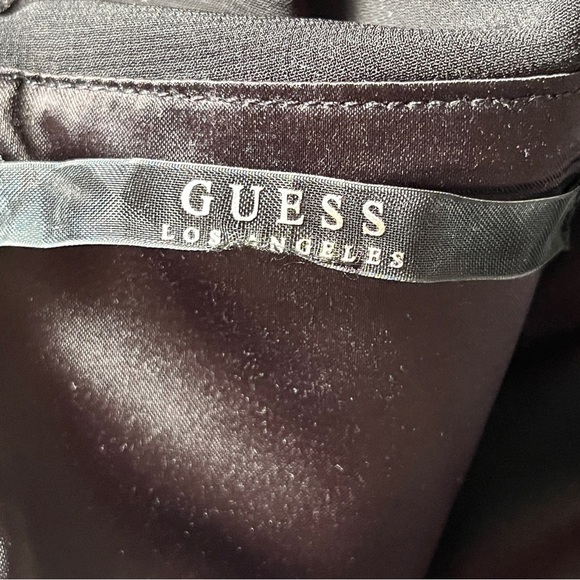 Guess Sweetheart Satin Black Cocktail Dress Eyelash Lace Overlay Evening Sz 4 - Picture 5 of 16
